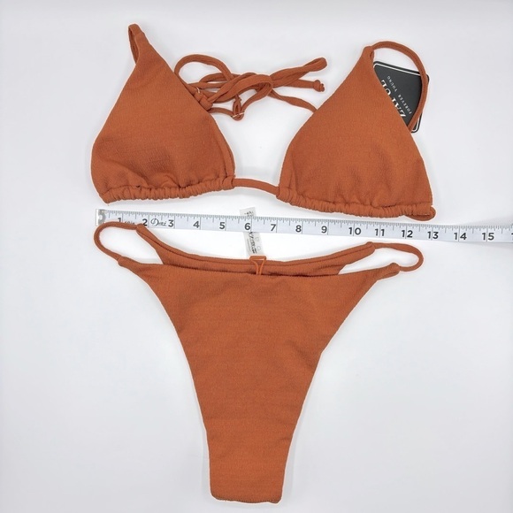 ZAFUL Triangle Bikini Cami String Swimwear Texture High Cut Thong Swimsuit XS - Picture 5 of 10